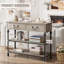 Console moderne grise à 2 tiroirs - conception inspirée d'une colonne romaine, rangement à plusieurs niveaux, structure en métal robuste, entrée étroite et table de canapé pour le salon, couloir, assemblage facile - gris
