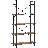 63" Tall  5-Tier Rustic Brown Industrial Metal Bookshelf Unit For Living Room, Office & Kitchen