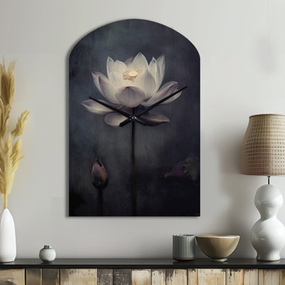 Horloge murale gris asymétrique Lotus Symphony III - Floral