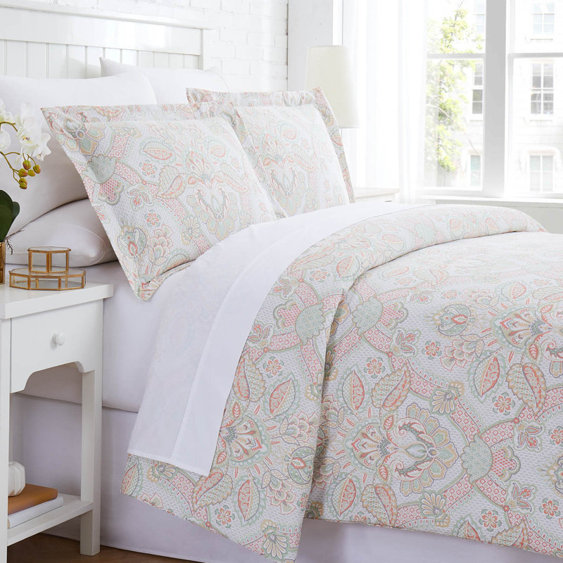 Enchantment Duvet Cover Set, Queen Duvet Cover + 2 Shams, Light Pink