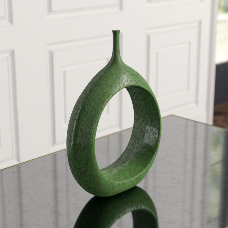 Open Ring Vase, Emerald, 16" H x 12" W x 4.25" D