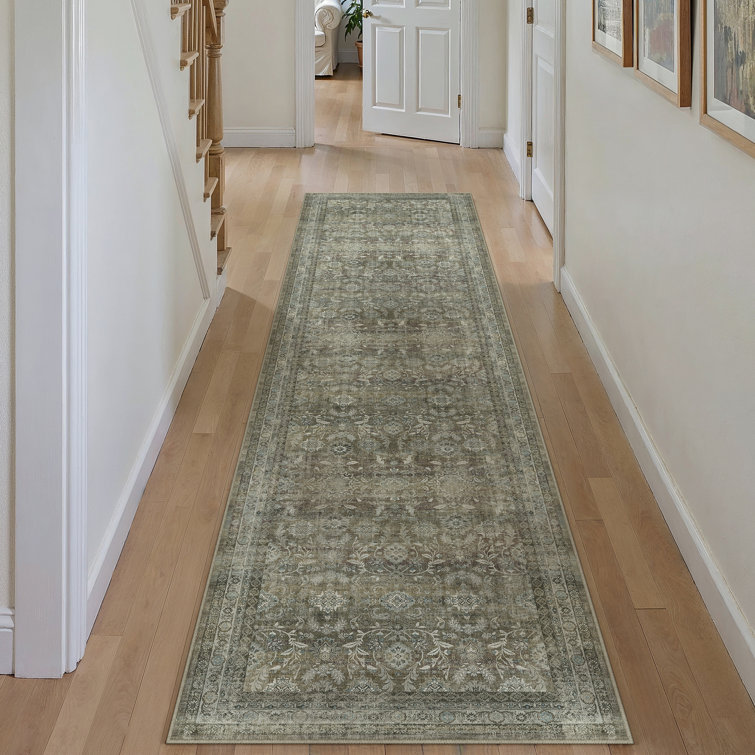 Vintage Full Pattern Washable Area Rug With Non Slip Backing