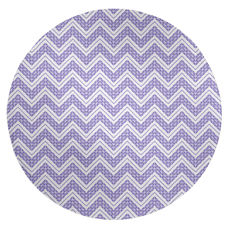 Tapis mauve/gris à chevrons à main inversé, Rond 5 pi