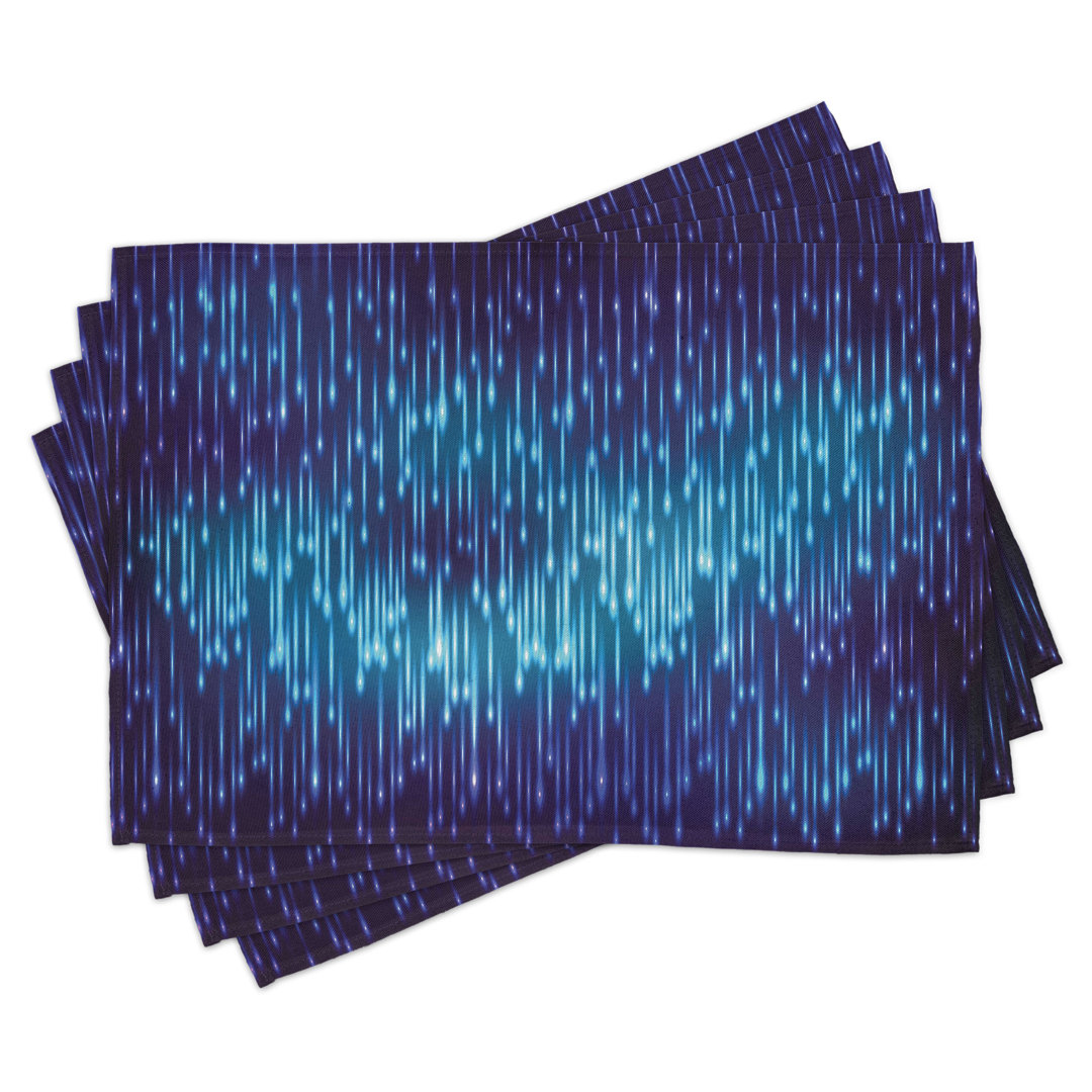 Platzdeckchen 4er Set, Cosmic Rain Effect Vivid, Blau Schwarz