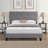 Upholstered Platform Bed Frame With Modern Button Tufted Linen Fabric Headboard, No Box Spring Needed, Wood Slat Support, Easy Assembly