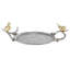 Plateau décoratif Vada, disque en aluminium, branches argentées avec oiseaux, 14 po