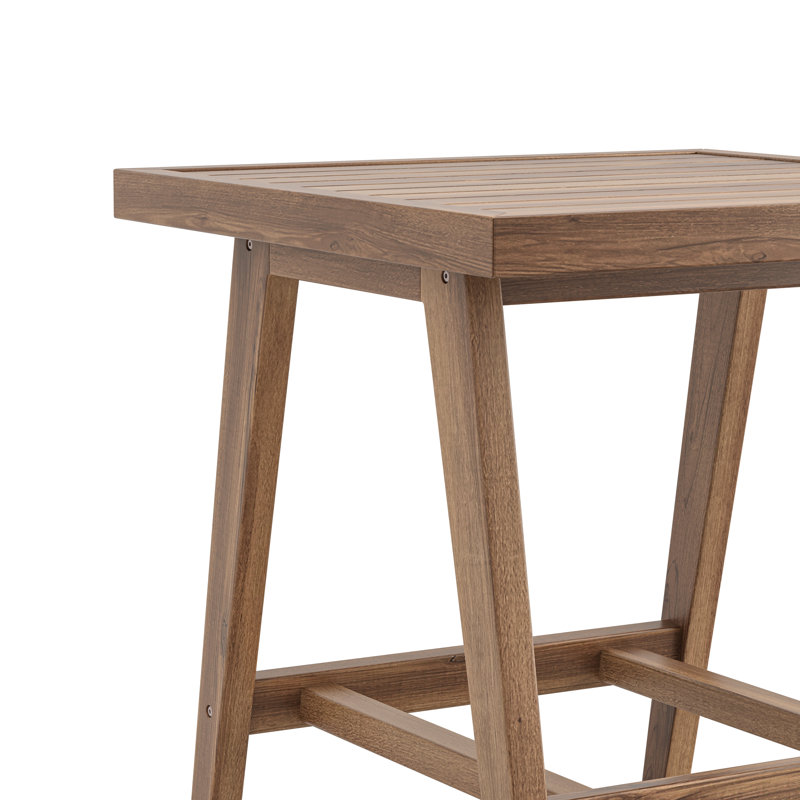 Lyon 3-Piece Solid Acacia Wood Outdoor Set With 2 Chairs & End Table, Natural