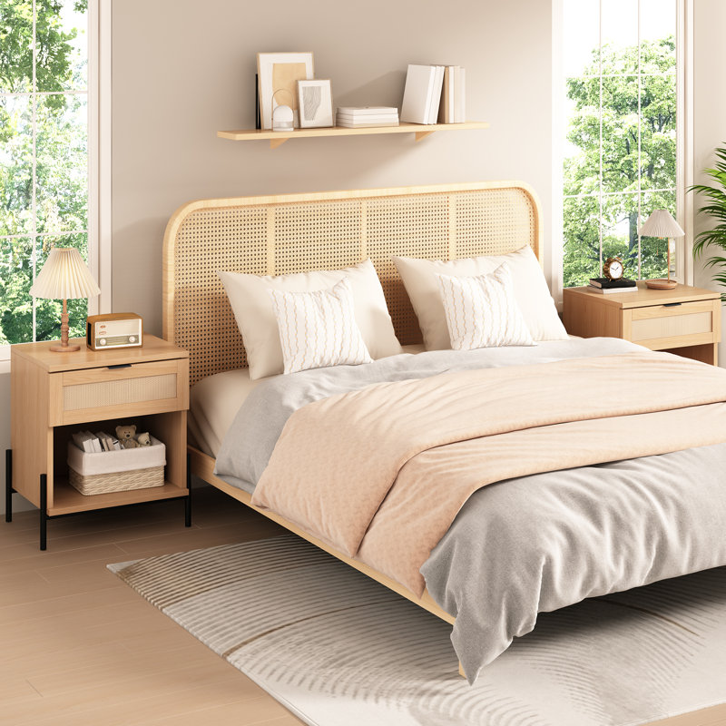 19.7"W 1-Drawer Wood Nightstand （Set Of 2）