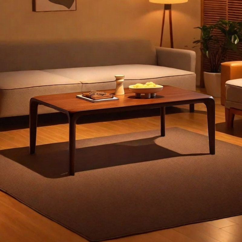 Black Walnut Rectangular Coffee Table, 17.71"H x 51.18"L x 27.55"W