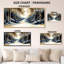 «Blue Gold Winter Birch Tree Pathway Shadows - Blue Nature», reproduction d'art encadrée sur toile-1281629314-1281629437