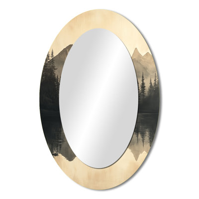 Grey Minimalism Norway Winter Landscapes II - Traditional Oval Wall Mirror