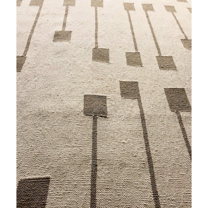 Wool Abstract Area Rug in Ivory/Black