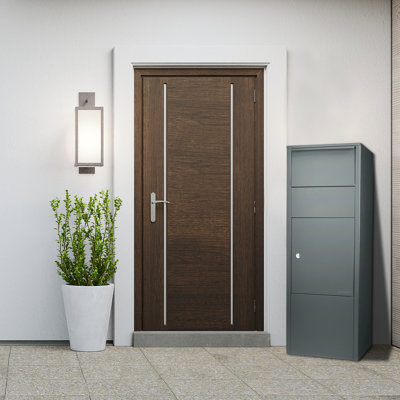 Large Porch Locking Parcel Box - Gray Steel, Secure, 13"X6" Slot, 10.5"X15.4"X41.5", 34 Lb, Effortless Install Manual Steel Locker Secure For Porch, Easy Answers