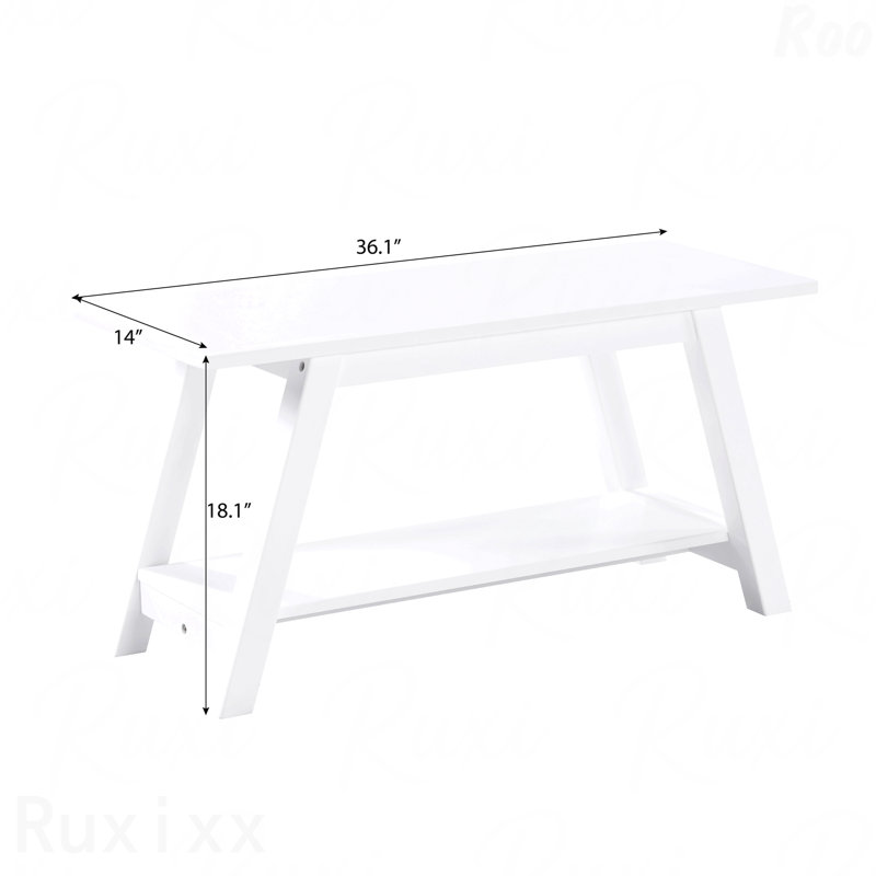 Banc en bois massif de 36,10 po de longueur avec tablette de rangement sous le siège