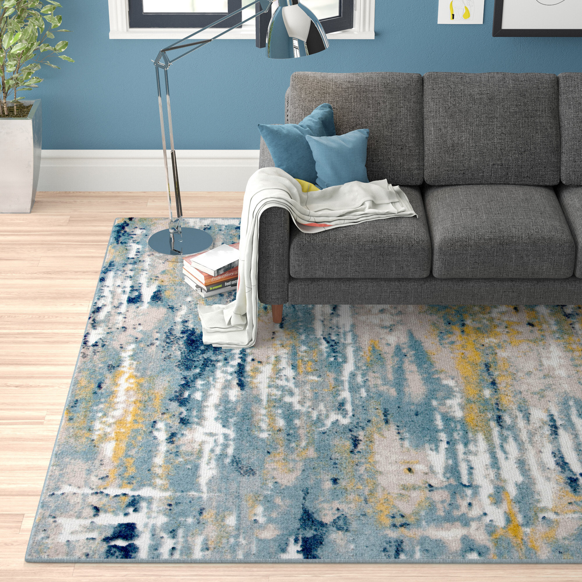 Zipcode Design™ Agastya Teal/Gold Area Rug & Reviews | Wayfair