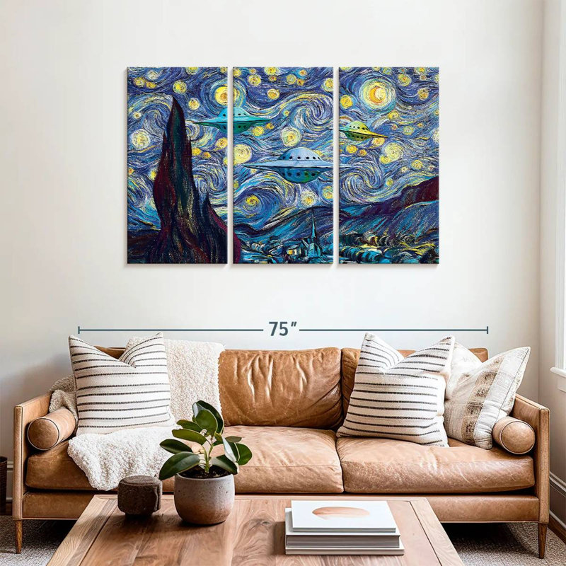 Kelan Alien Invasion Starry Night, 36" H x 57" W