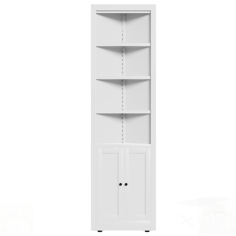 Grande armoire de rangement d'angle avec 2 portes, 5 tablettes réglables à 5 niveaux, organisateur de cuisine et de salle de bain autoportant