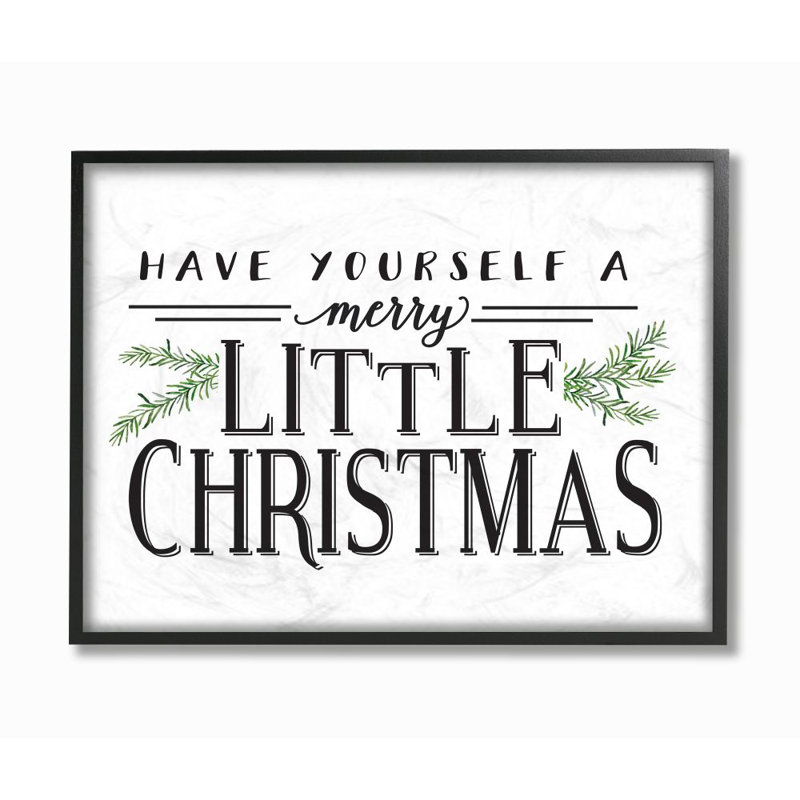 A Merry Little - reproduction d'art textuel, Giclée encadrée noir minuit, H 24 po x l 30 po