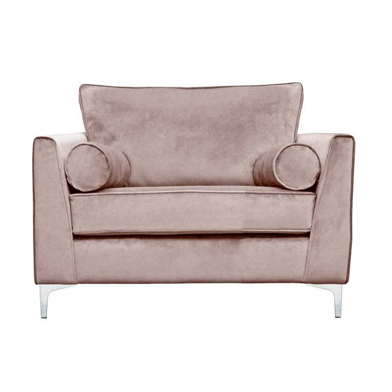Giancarlo 2 Seater Velvet Loveseat, Dusky Pink