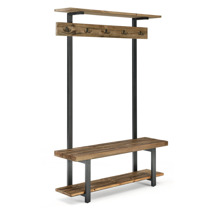 Hall Tree 121.92cm Wide with Bench and Shoe Storage, Brown