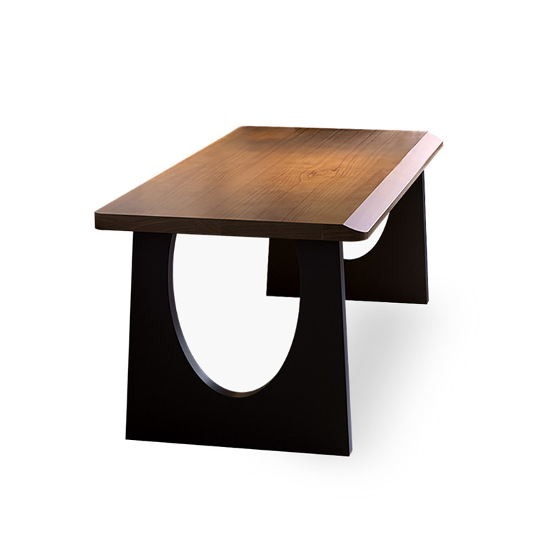 Bureau rectangulaire en bois massif noir, 29.53" H x 70.87" W x 27.56" D