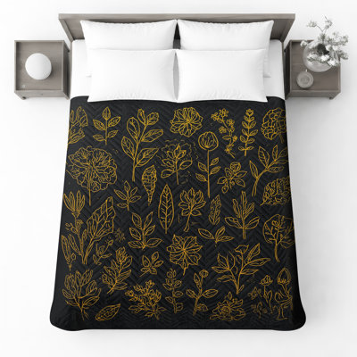 Couvre-lit matelassé Gold Botanical Sketches