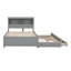 Lit plateforme double avec lit gigogne, tiroirs de rangement et ports USB - Lit de rangement capitaine, gris-1307227275