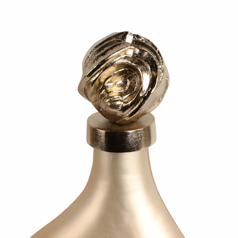 Sagebrook Home 18" Dakar Medium Glass Bottle With Aluminum Lid, 18" H x 9" W x 3" D