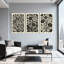 Plantes et fleurs, ensemble de 3 impressions sur toile à motif floral noir et blanc-464848401