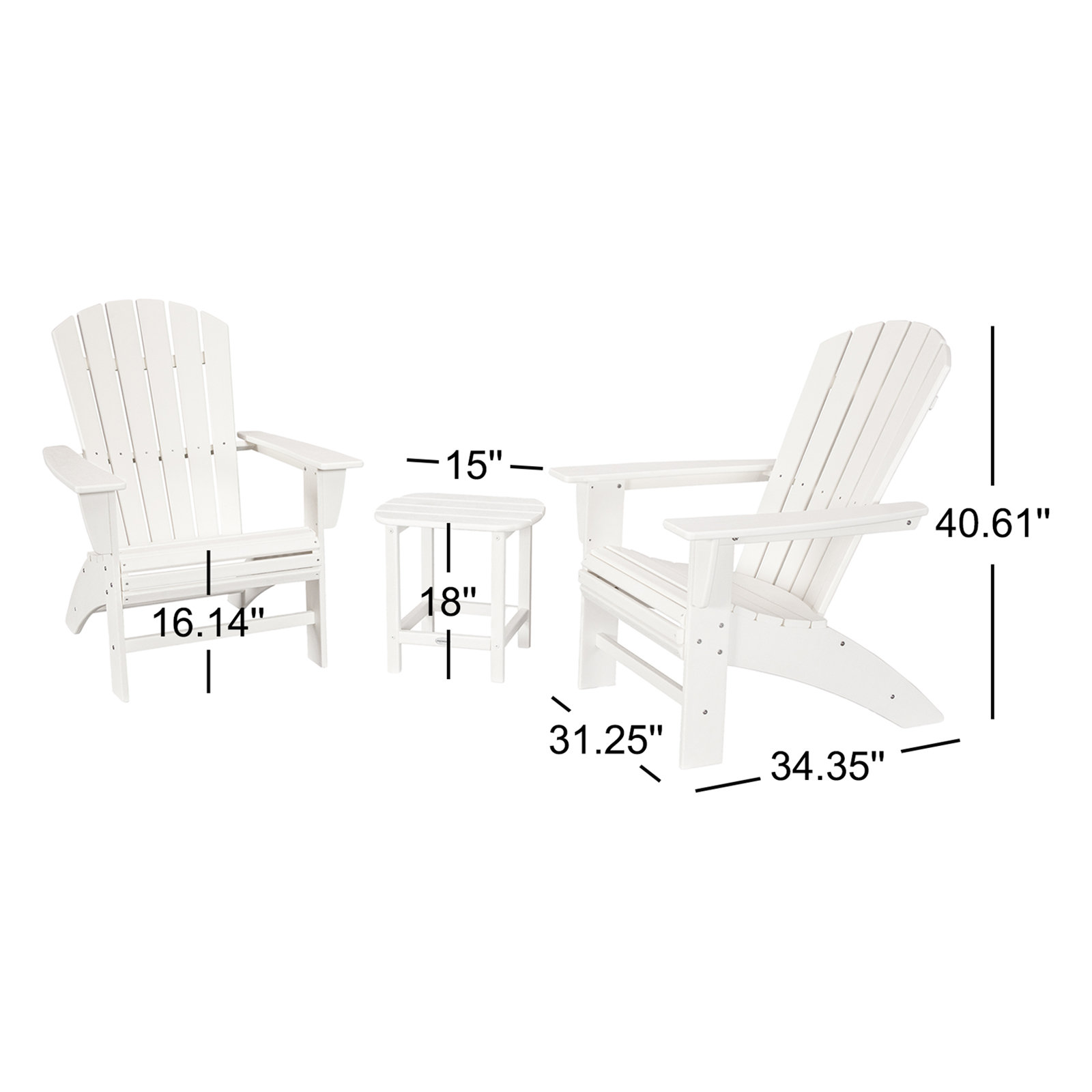 POLYWOOD® Nautical 2-Person Patio Seating Group, White