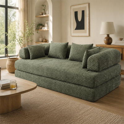 Canapé-lit pliable en chenille de 79 pouces avec un design élégant avec des coussins de dossier, des coussins décoratifs et des accoudoirs amovibles - un canapé-lit polyvalent de style bricolage
