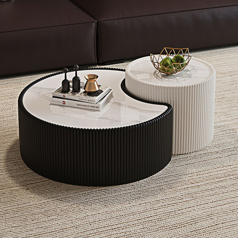 Table basse, H 14,97 po x l 29,54 po x P 29,54 po, Blanc/Noir