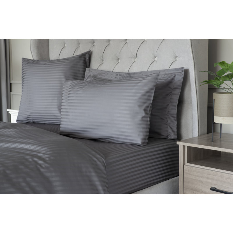 Plain Dye 540 TC Egyptian-Quality Cotton Sateen Fitted Sheet, Super King (6'), Charcoal