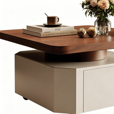 Small Apartment Movable Coffee Table with Wheels