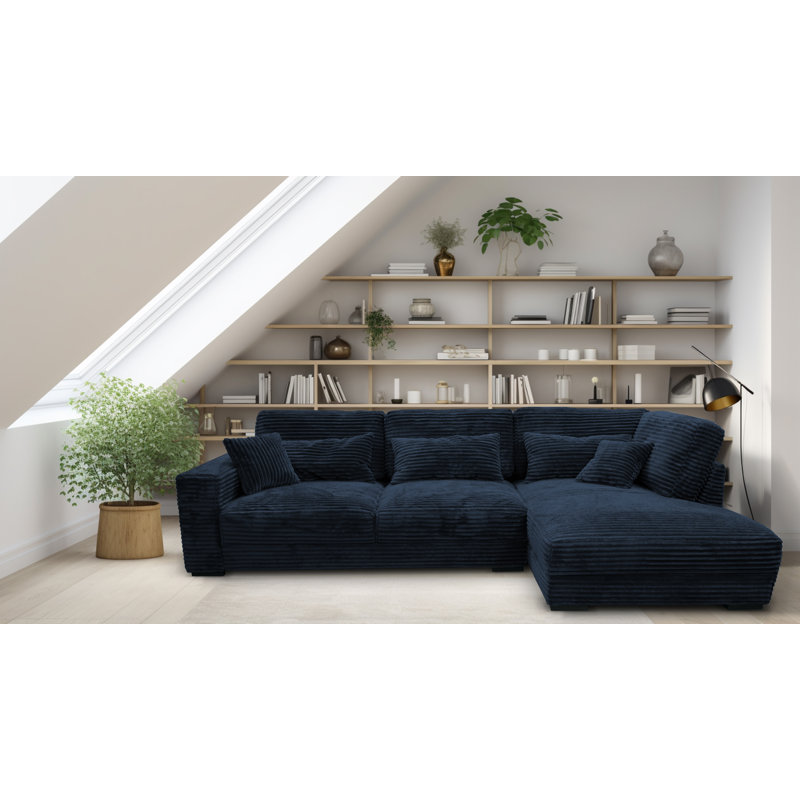Nahkita 4 Seater Corner Sofa , Blue, Right Hand Facing