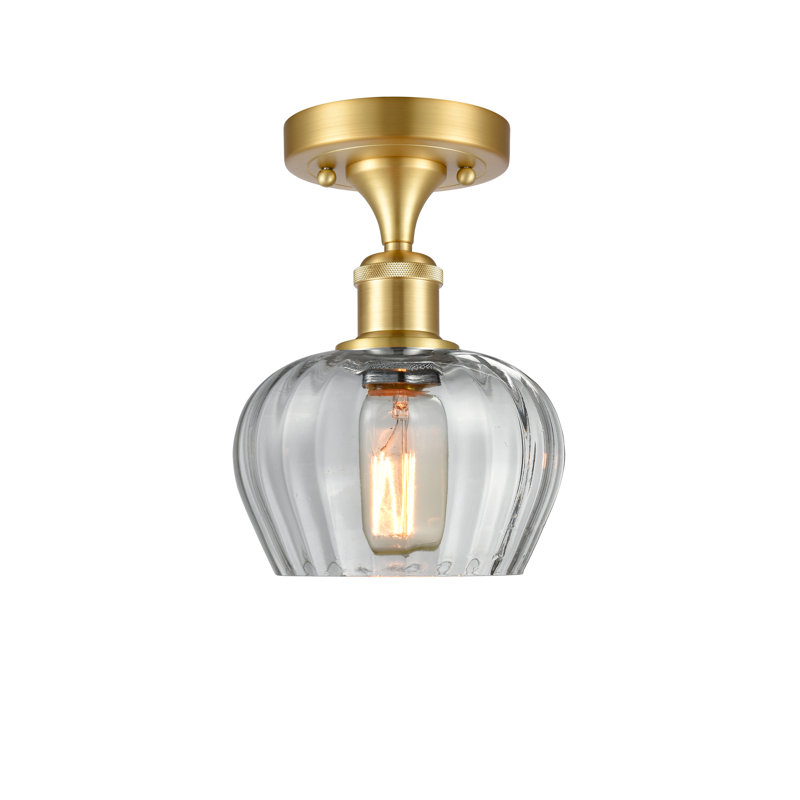Patrina Glass Semi Flush Mount, Satin Gold, Clear