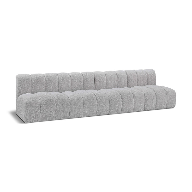 Canapé et méridienne rembourrés Kirchoffer, Tissu gris bouclé