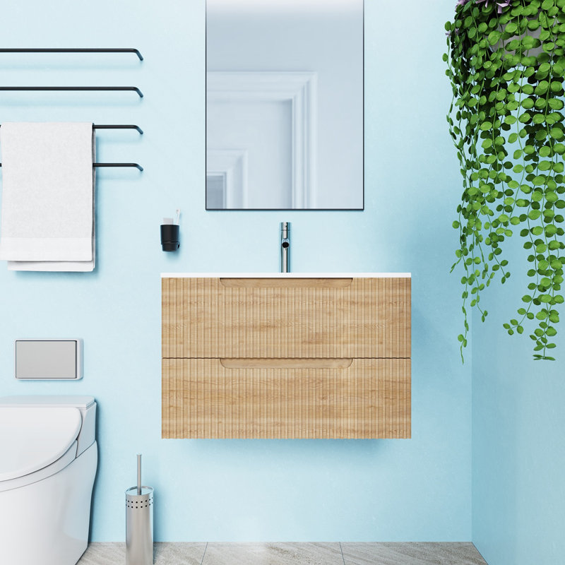Ensemble de meuble-lavabo mural avec lavabo blanc, 30"