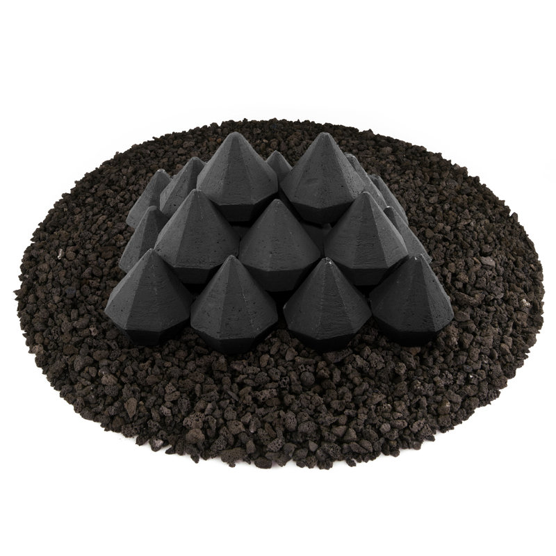 3'' x 3'' Ceramic Fire Pit Accessory, Charcoal Gray