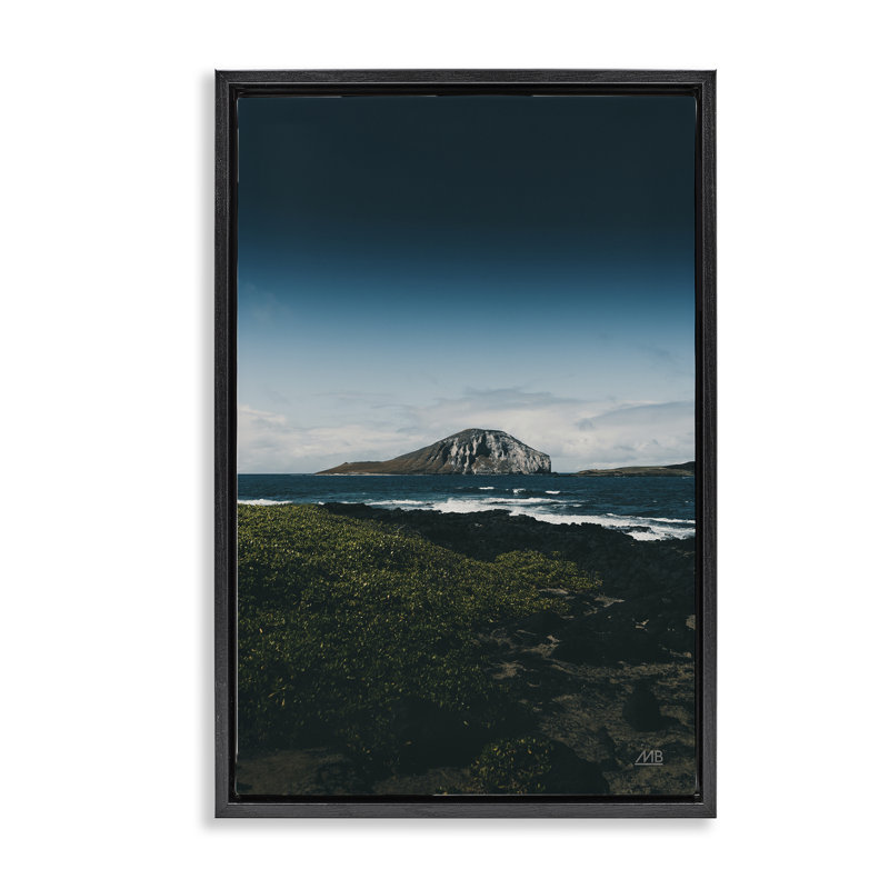  Toile flottante Hawaiian Rocky Shore par Max Blakesberg Studios, Cadre flottant noir de jais, H 25 po x l 17 po