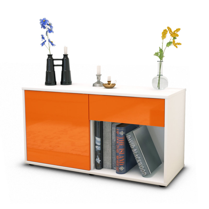 Keyon 92cm W 1 - Drawer Chest of Drawers, High-gloss Orange / Matte White