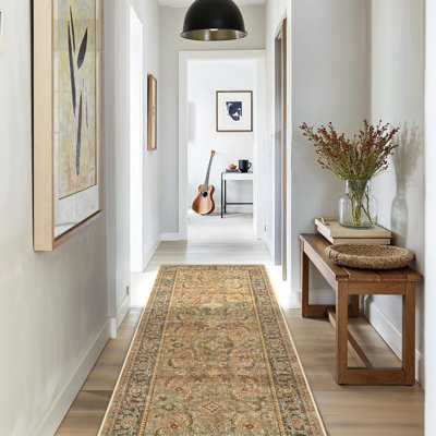 Kitty Machine Washable Taupe/Black Area Rug with Non-Slip Backing