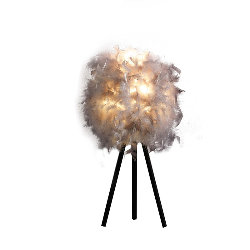 Lampe de table moderne en métal avec abat-jour 20,5 po, Gris tourterelle