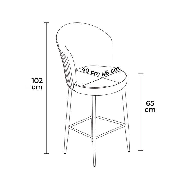 Industrial Bar Stool Set (4 Pieces), Black Metal Frame, 18.1 x 40.2 x 15.7 inches | Comfortable Babyface Fabric, 22 DNS Foam Seat & 18 DNS Foam Back, Perfect for Modern Kitchens & Bars, Durable & Stylish Design