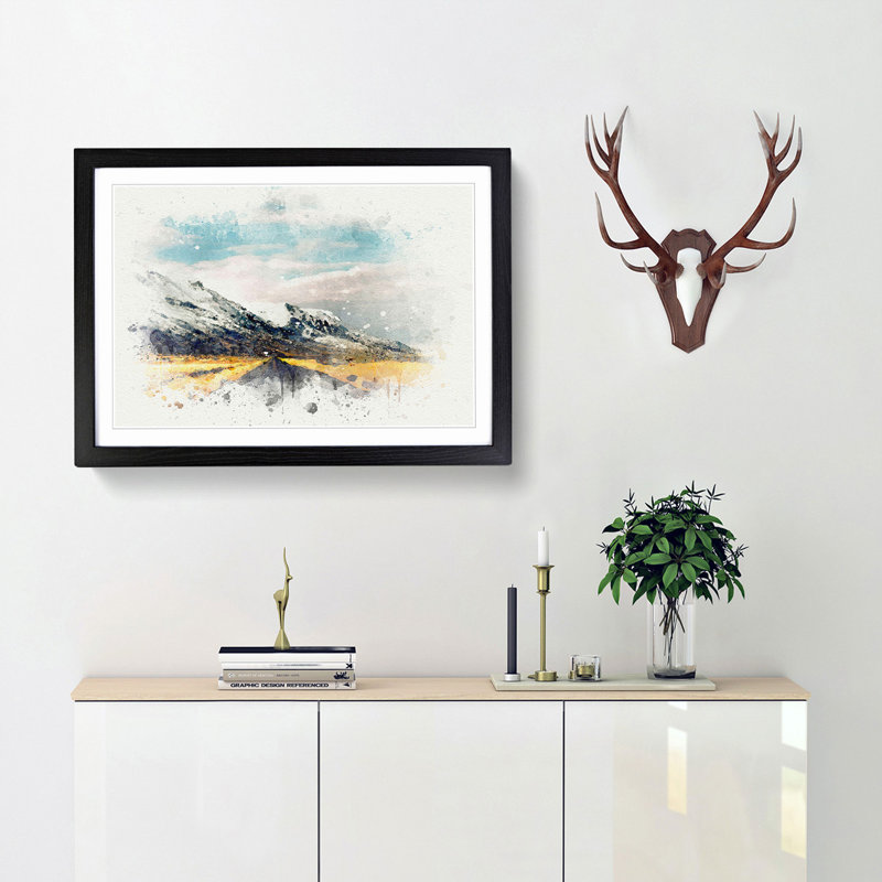 Road to the Mountains in Iceland in Abstract - Picture Frame Graphic Art Print, 40cm H x 60cm W x 2cm D, Black