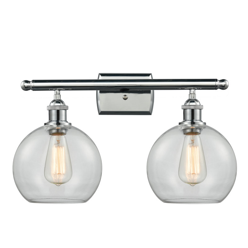 Éclairage de salle de bain à intensité variable à 2 lumières Baptista, Clair, Ampoule à DEL rétro de 6 watts, Chrome poli