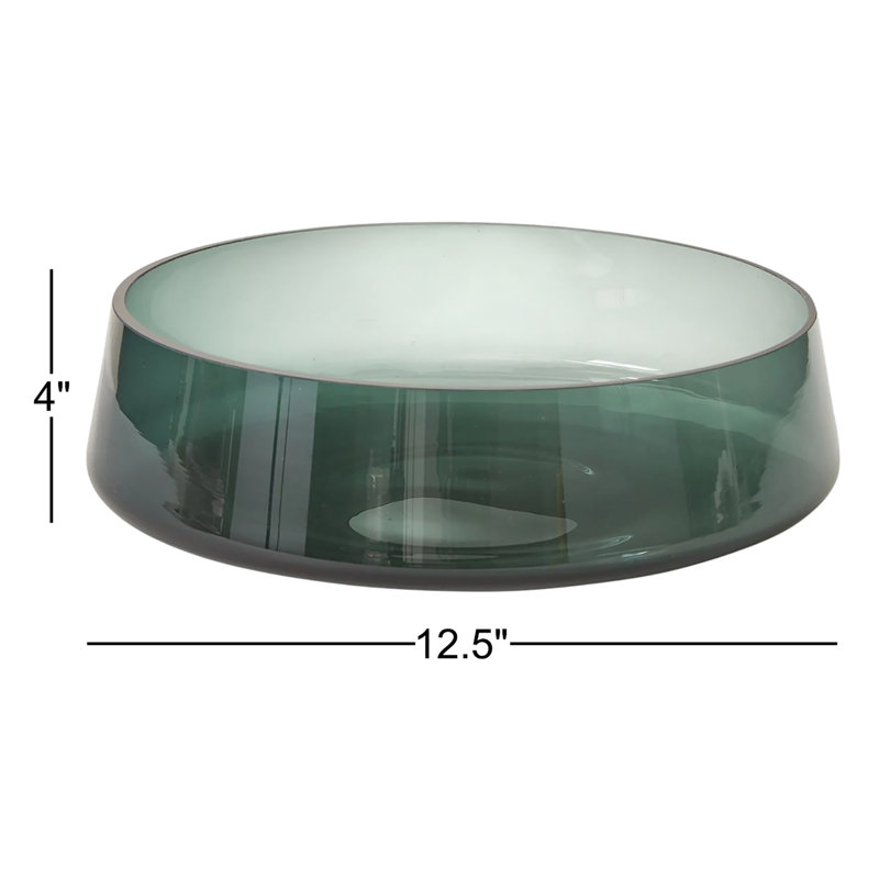 Bol décoratif en verre fait à la main Cormier, H 4 po x l 12,5 po x P 12,5 po