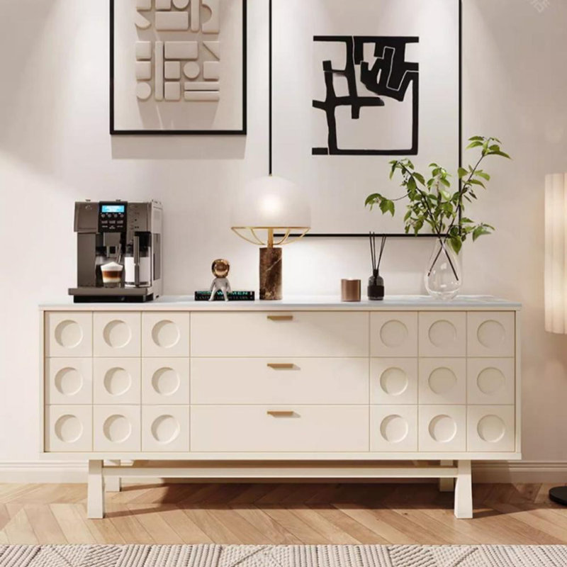 Buffet de salle à manger luxueux de style crème français, Crème, crème, H 33,46 po x l 70,87 po x P 15,75 po