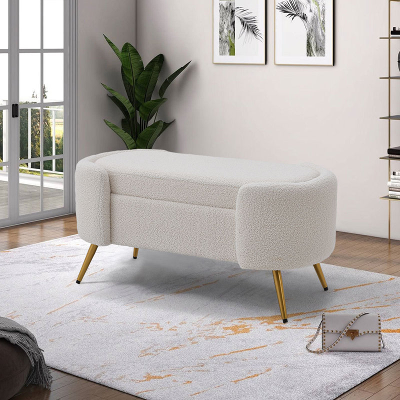 Raymund Upholstered Accent Bench, White