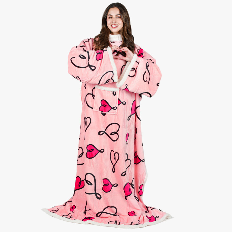 Couverture en sherpa Tirrinia, Love Art - rose